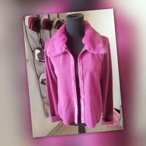 Cozy fur trimmed cardigan xl
